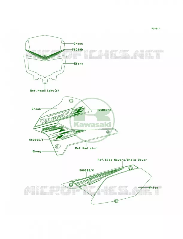 DecalsGreenTDF Kawasaki MOTOS 250 2013 KLX250S  KLX250TDF
