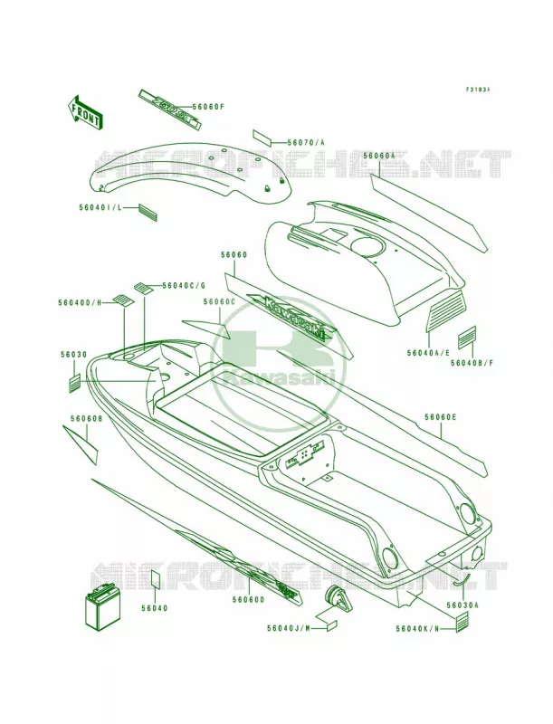 LabelsJS750-A2 Kawasaki JET SKI 750 1995 750 SX  JS750-A4