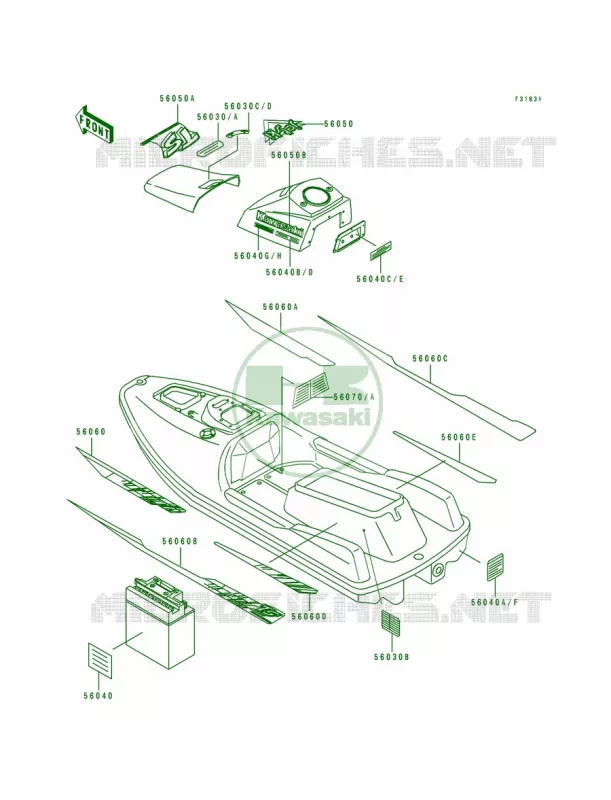 LabelsJF650-B5 Kawasaki JET SKI 650 1994 TS  JF650-B6