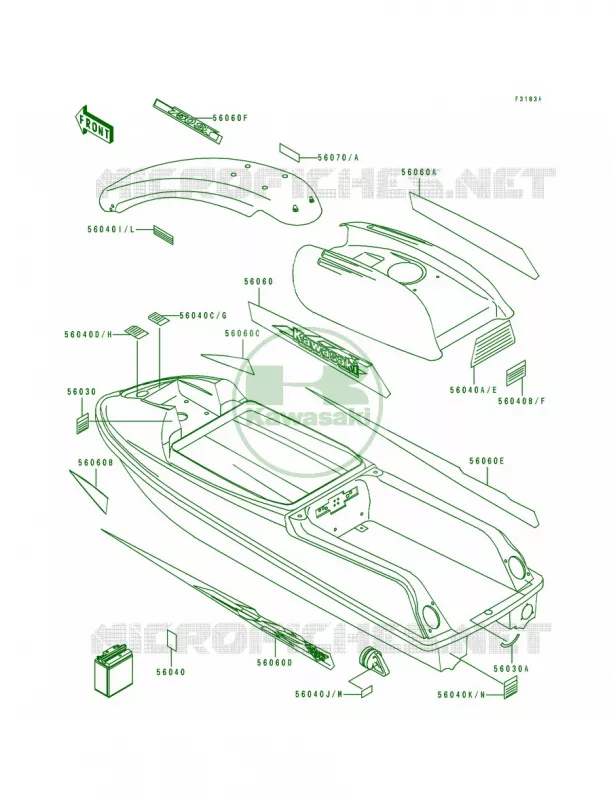 LabelsJS750-A2 Kawasaki JET SKI 750 1994 750 SX  JS750-A3