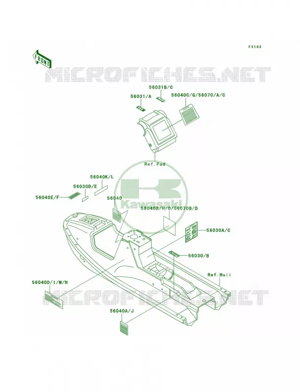 Labels Kawasaki JET SKI 650 1993 X2  JF650-A8