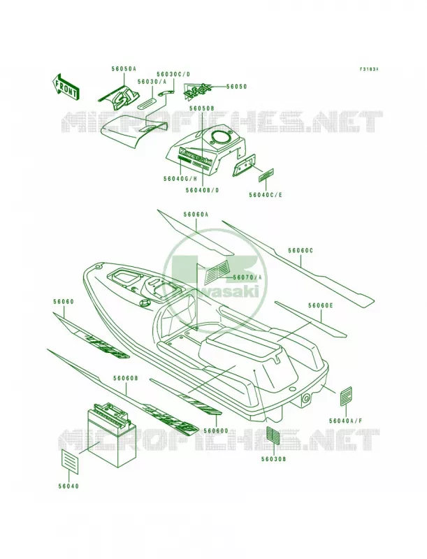 LabelsJF650-B5 Kawasaki JET SKI 650 1992 TS  JF650-B4