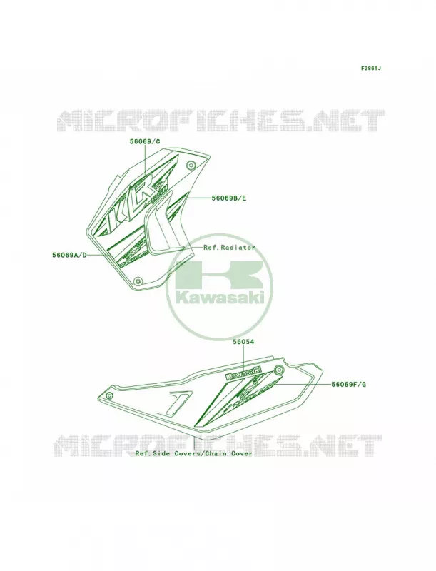 DecalsGreenWhiteEEF Kawasaki MOTOS 650 2012 KLR650  KL650ECF