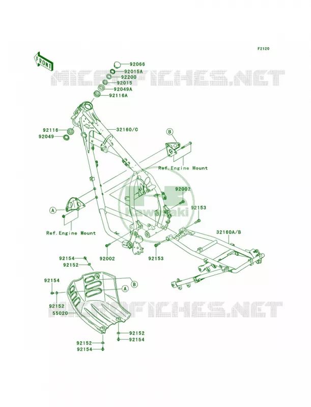Frame Kawasaki MOTOS 650 2012 KLR650  KL650ECF