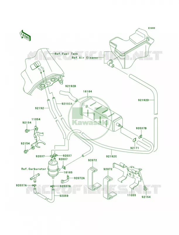 Fuel Evaporative SystemCA Kawasaki MOTOS 650 2012 KLR650  KL650ECF