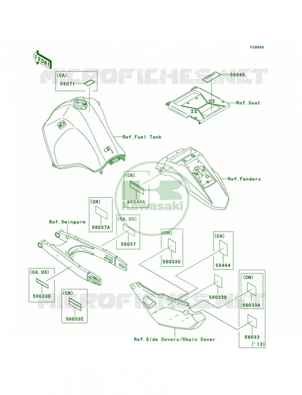 LabelsEDF-EES Kawasaki MOTOS 650 2012 KLR650  KL650ECF