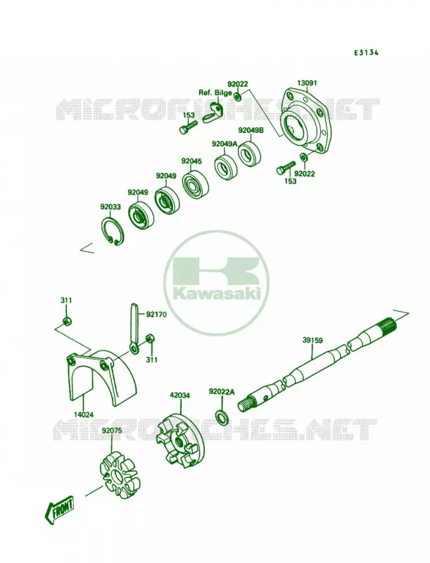 Drive Shaft Kawasaki JET SKI 650 1990 X2  JF650-A5