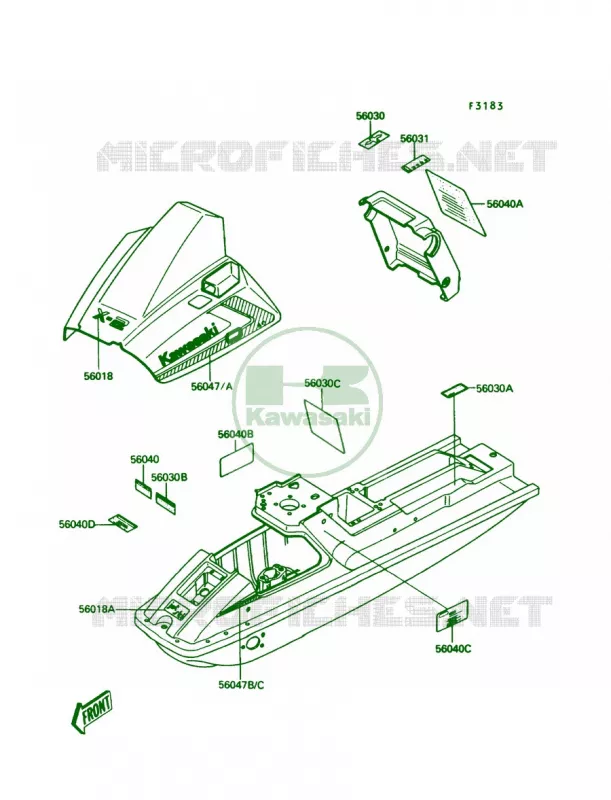 LabelsA4 Kawasaki JET SKI 650 1990 X2  JF650-A5