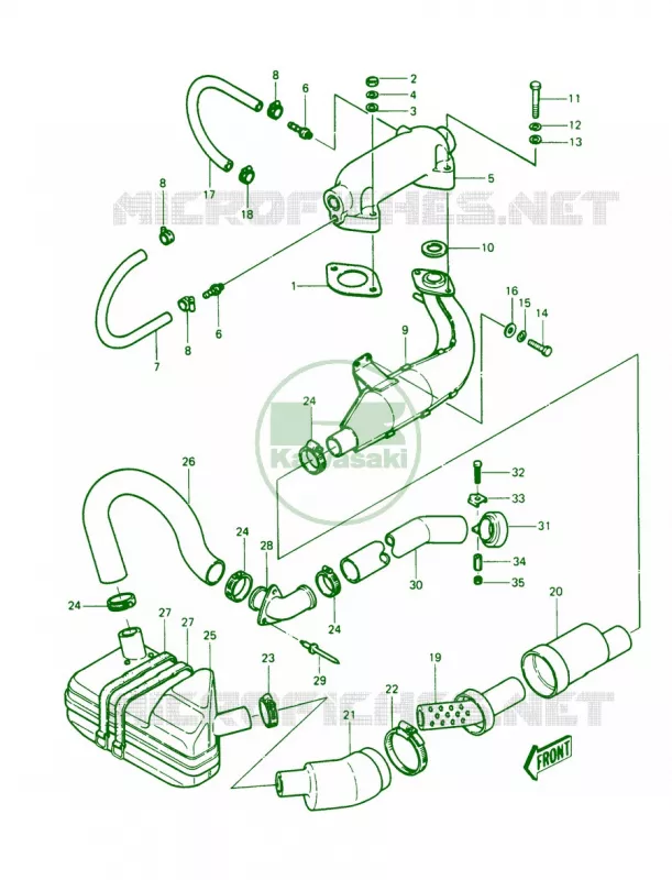 MufflerJS440-A11A12A13 Kawasaki JET SKI 440 1990 JS440  JS440-A14