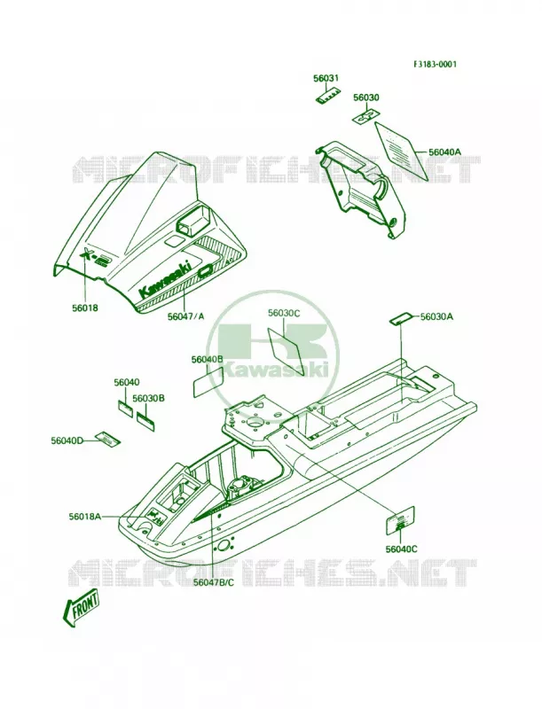 Labels Kawasaki JET SKI 650 1988 X2  JF650-A3