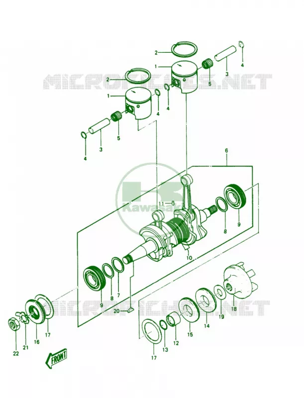 CRANKSHAFTPISTONS Kawasaki JET SKI 550 1988 JS550  JS550-A7