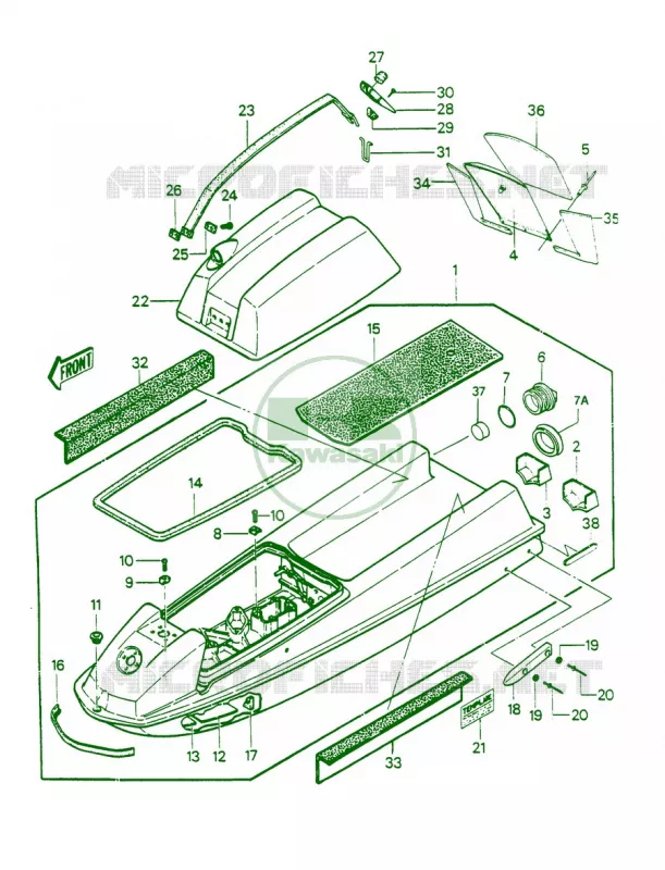 HULLENGINE HOOD JS550-A5 Kawasaki JET SKI 550 1988 JS550  JS550-A7