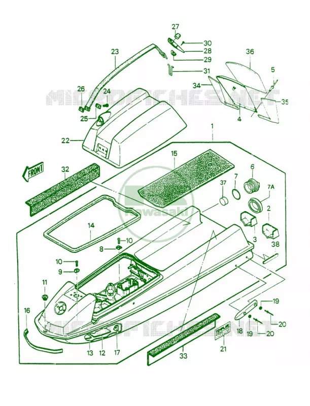 HULLENGINE HOOD JS550-A5 Kawasaki JET SKI 550 1987 JS550  JS550-A6