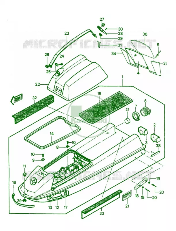 HULLENGINE HOOD JS550-A6A7 Kawasaki JET SKI 550 1986 JS550  JS550-A5