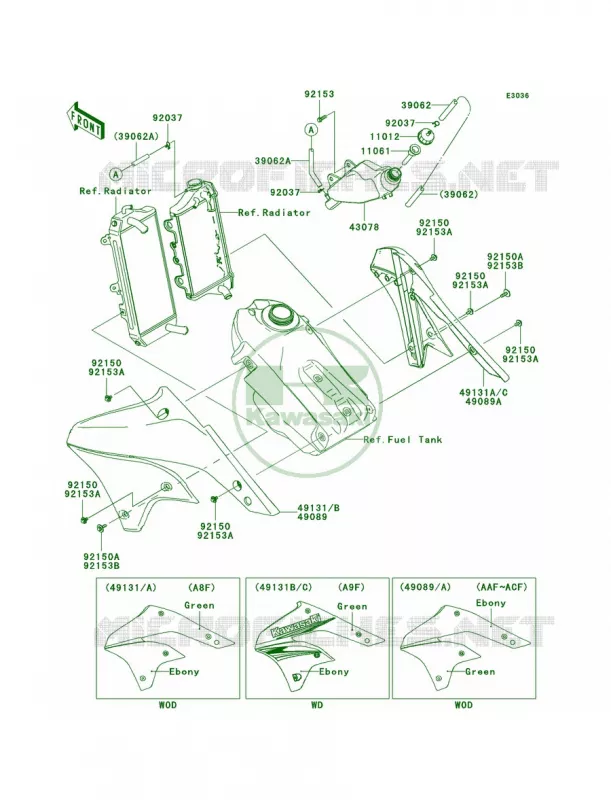 Engine Shrouds Kawasaki MOTOS 450 2012 KLX450R  KLX450ACF