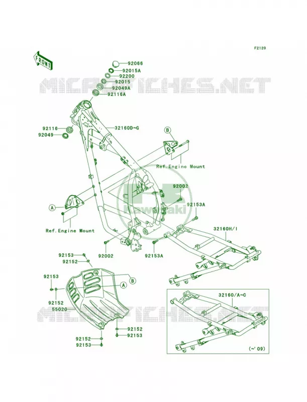 Frame Kawasaki MOTOS 650 2009 KLR650  KL650E9F