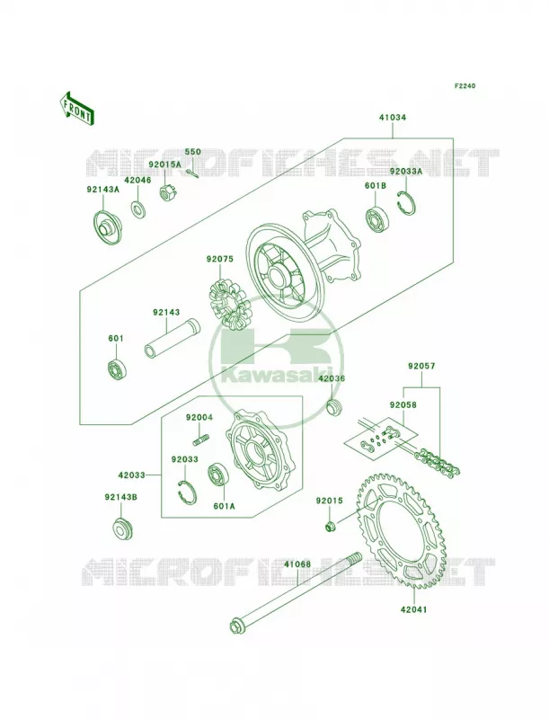 Rear Hub Kawasaki MOTOS 650 2007 KLR650  KL650A7F