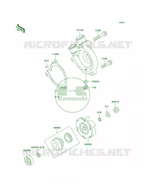 Water Pump Kawasaki MOTOS 250 2005 KLR250  KL250-D22