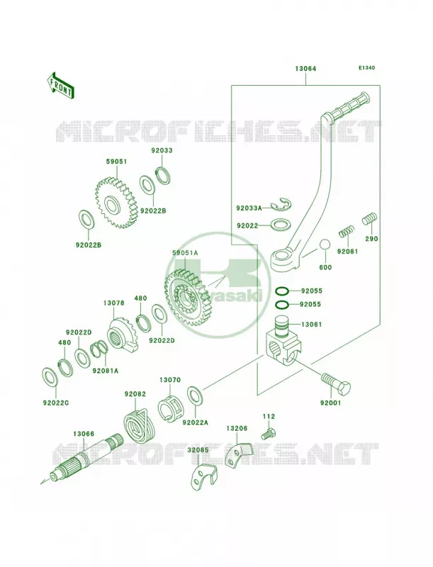 Kickstarter Mechanism Kawasaki MOTOS 250 2003 KLR250  KL250-D20
