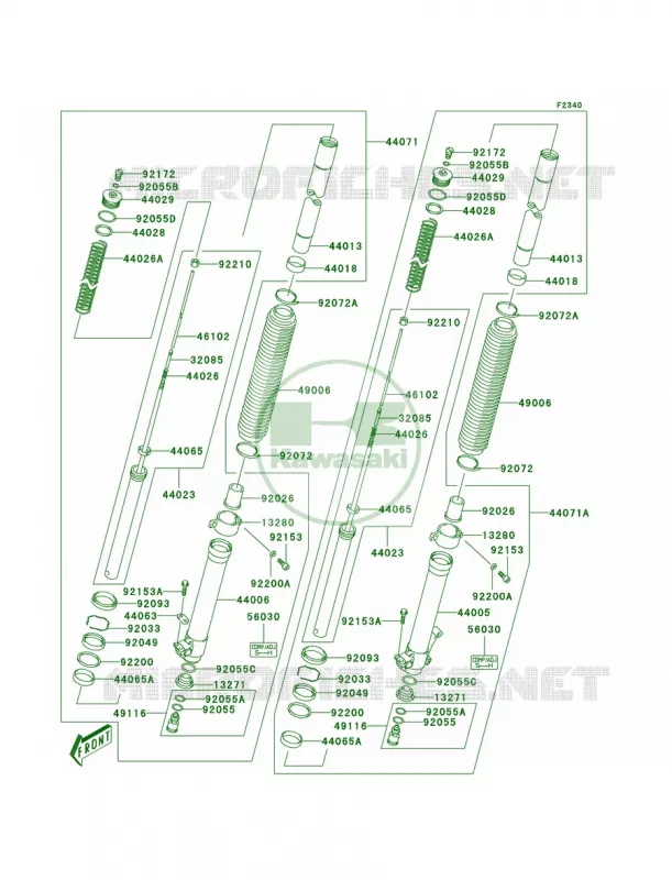 Front Fork Kawasaki MOTOS 400 2003 KLX400SR  KLX400-A1