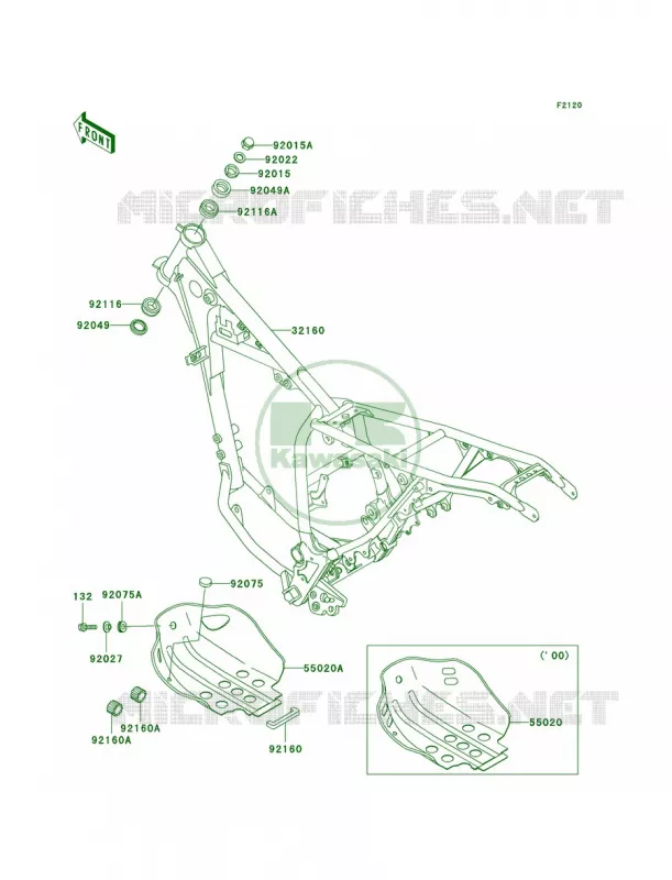 Frame Kawasaki MOTOS 250 2002 Super Sherpa  KL250-G6