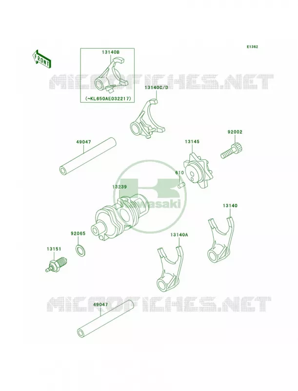 Gear Change DrumShift Forks Kawasaki MOTOS 650 2000 KLR650  KL650-A14
