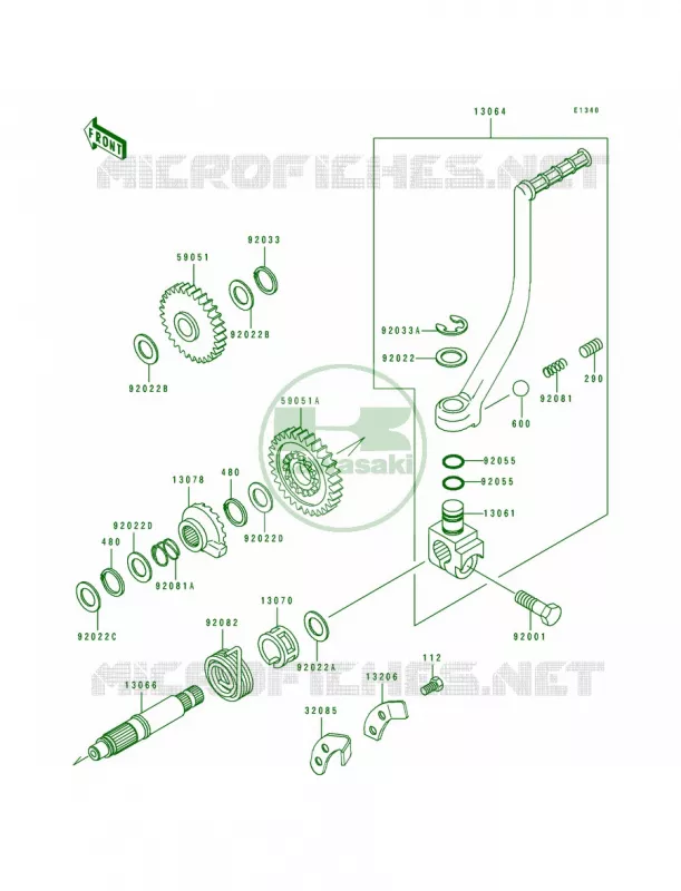 Kickstarter Mechanism Kawasaki MOTOS 250 1995 KLR250  KL250-D12