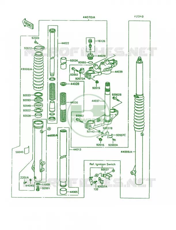 Front Fork Kawasaki MOTOS 650 1993 KLR650  KL650-A7