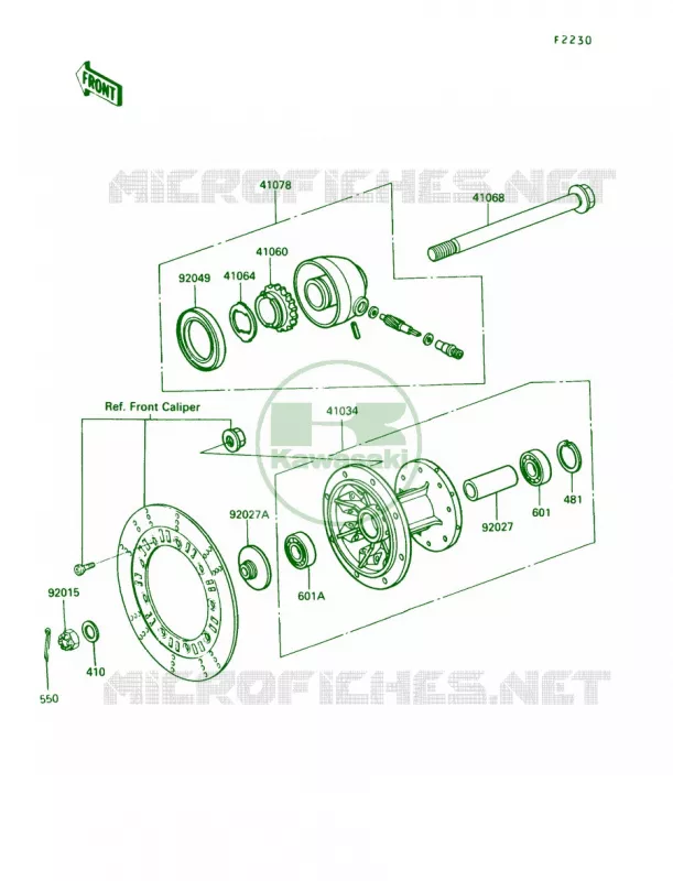 Front Hub Kawasaki MOTOS 250 1991 KLR250  KL250-D8