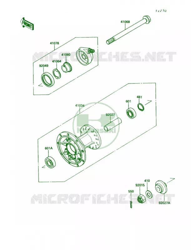 Front Hub Kawasaki MOTOS 650 1991 KLR650  KL650-A5