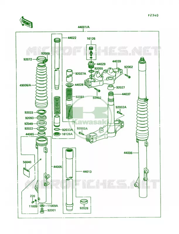 Front Fork Kawasaki MOTOS 250 1990 KLR250  KL250-D7