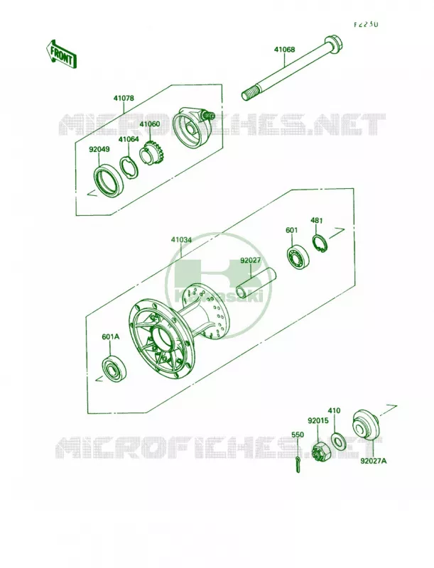 Front Hub Kawasaki MOTOS 650 1990 KLR650  KL650-A4