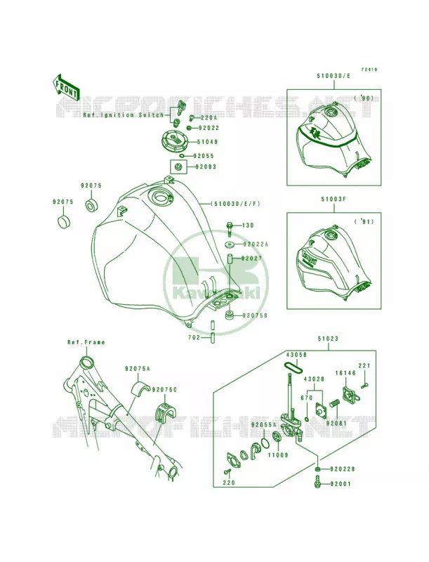 Fuel Tank Kawasaki MOTOS 650 1990 Tengai  KL650-B2