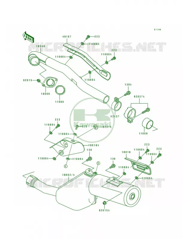 Muffler Kawasaki MOTOS 650 1990 Tengai  KL650-B2
