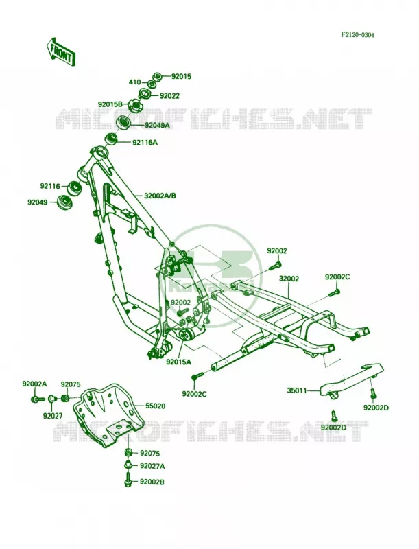 Frame Kawasaki MOTOS 250 1987 KLR250  KL250-D4