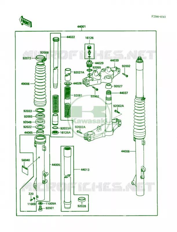 Front Fork Kawasaki MOTOS 250 1987 KLR250  KL250-D4
