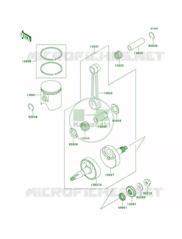 CrankshaftPistons Kawasaki MOTOS 65 2014 KX65   KX65AEF