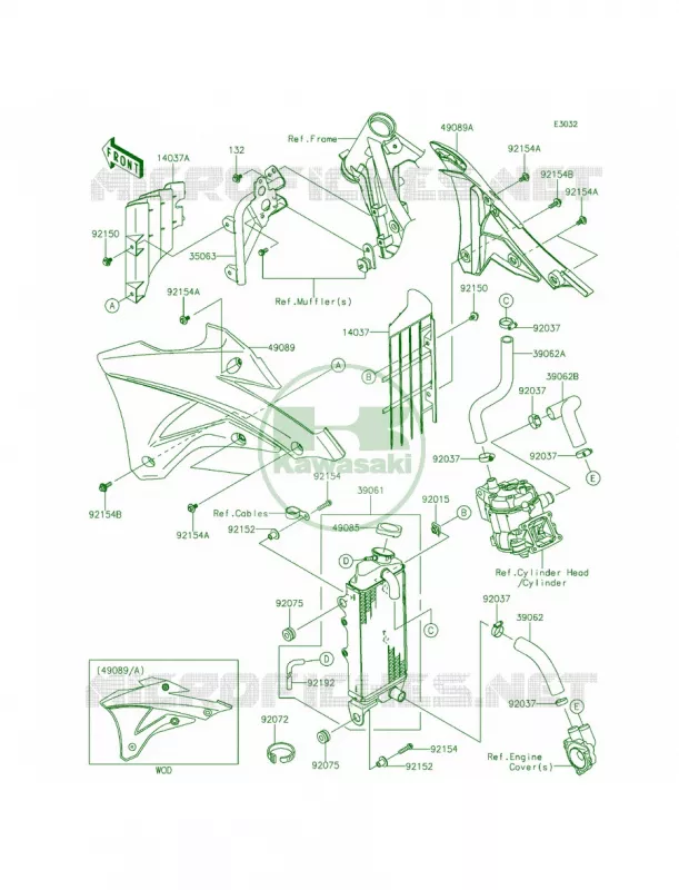 Radiator Kawasaki MOTOS 85 2014 KX85  KX85CEF