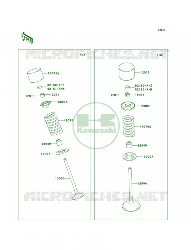 Valves Kawasaki MOTOS 250 2012 KX250F  KX250YCF
