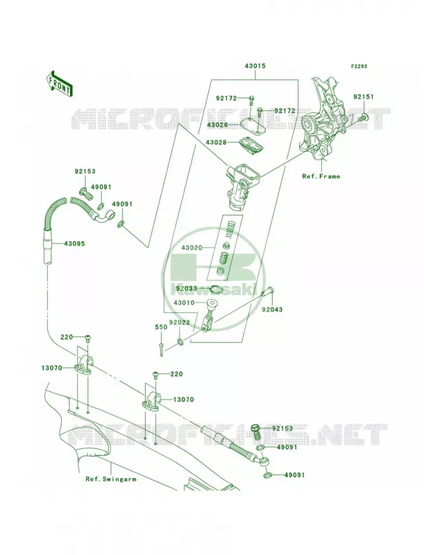 Rear Master Cylinder Kawasaki MOTOS 450 2011 KX450F  KX450EBF