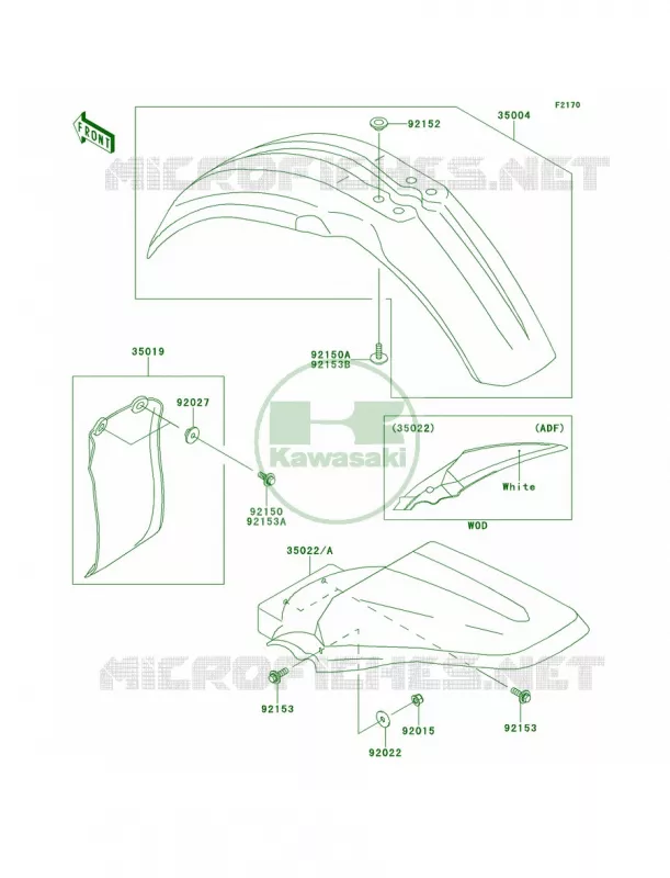 Fenders Kawasaki MOTOS 85 2011 KX85  KX85ABF