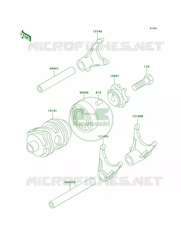Gear Change DrumShift Forks Kawasaki MOTOS 100 2009 KX100  KX100D9F