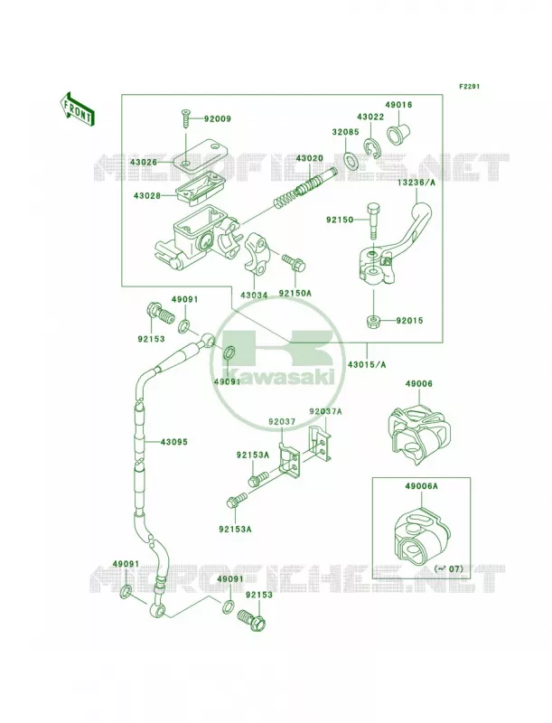 Front Master Cylinder Kawasaki MOTOS 65 2008 KX65   KX65A8F