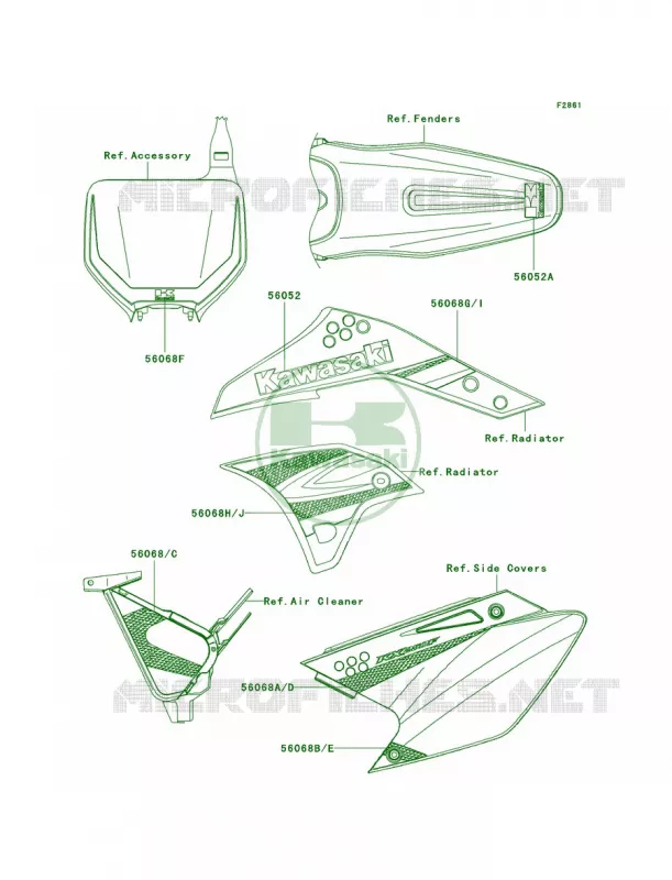 Decals Kawasaki MOTOS 250 2008 KX250F  KX250T8F