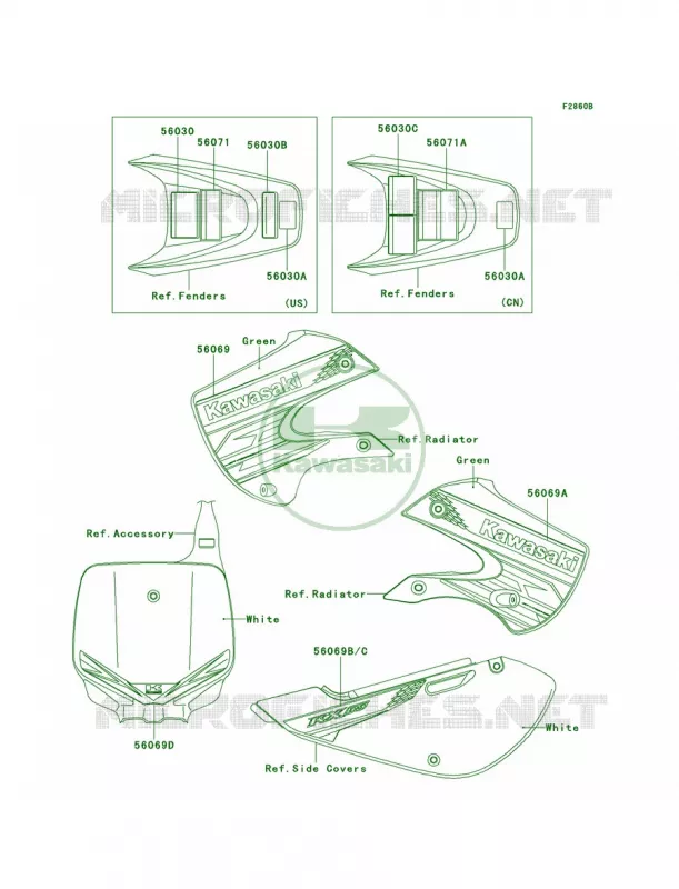 LabelsACF Kawasaki MOTOS 65 2010 KX65   KX65AAF