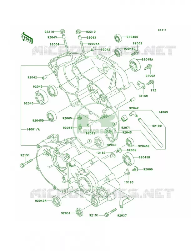 Crankcase Kawasaki MOTOS 85 2009 KX85 Monster Energy  KX85A9FA