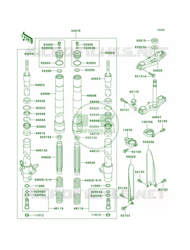 Front ForkA6F Kawasaki MOTOS 85 2009 KX85 Monster Energy  KX85A9FA