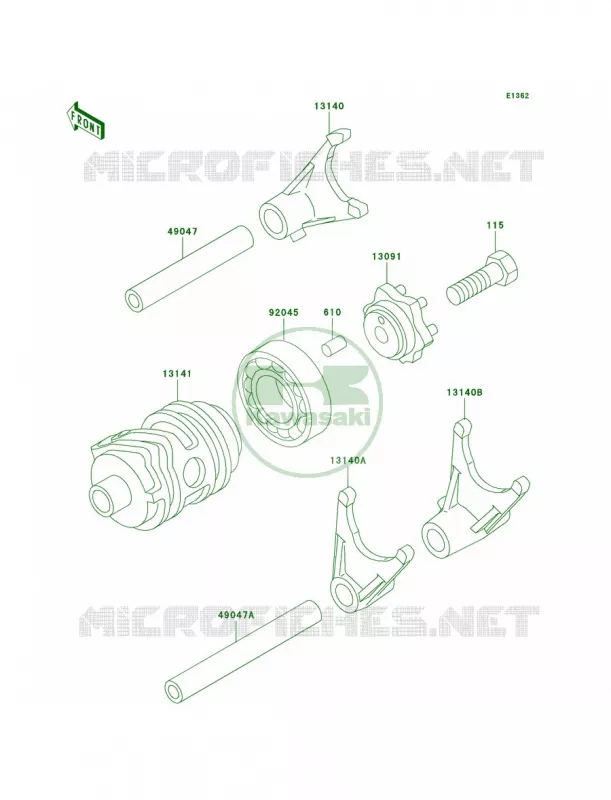 Gear Change DrumShift Forks Kawasaki MOTOS 100 2007 KX100  KX100D7F