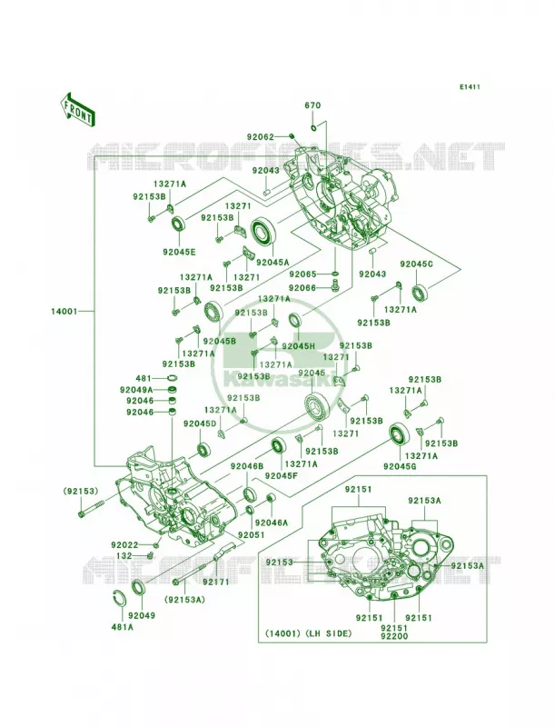 Crankcase Kawasaki MOTOS 450 2007 KX450F  KX450D7F