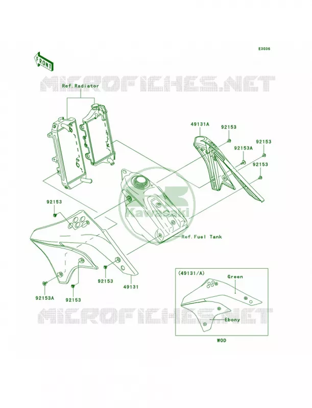 Engine Shrouds Kawasaki MOTOS 450 2007 KX450F  KX450D7F